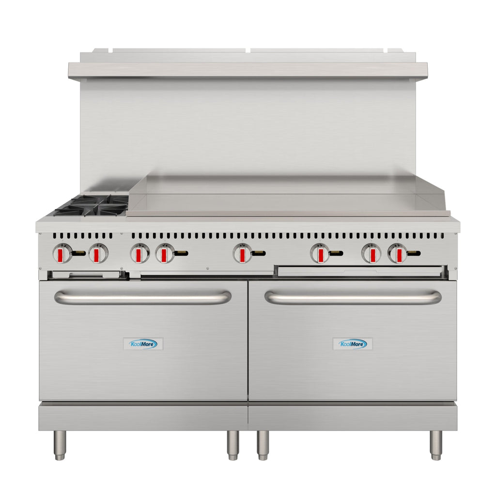 60 in. Dual Oven Commercial Range with 48 in. Griddle and 2 Burners in Stainless-Steel