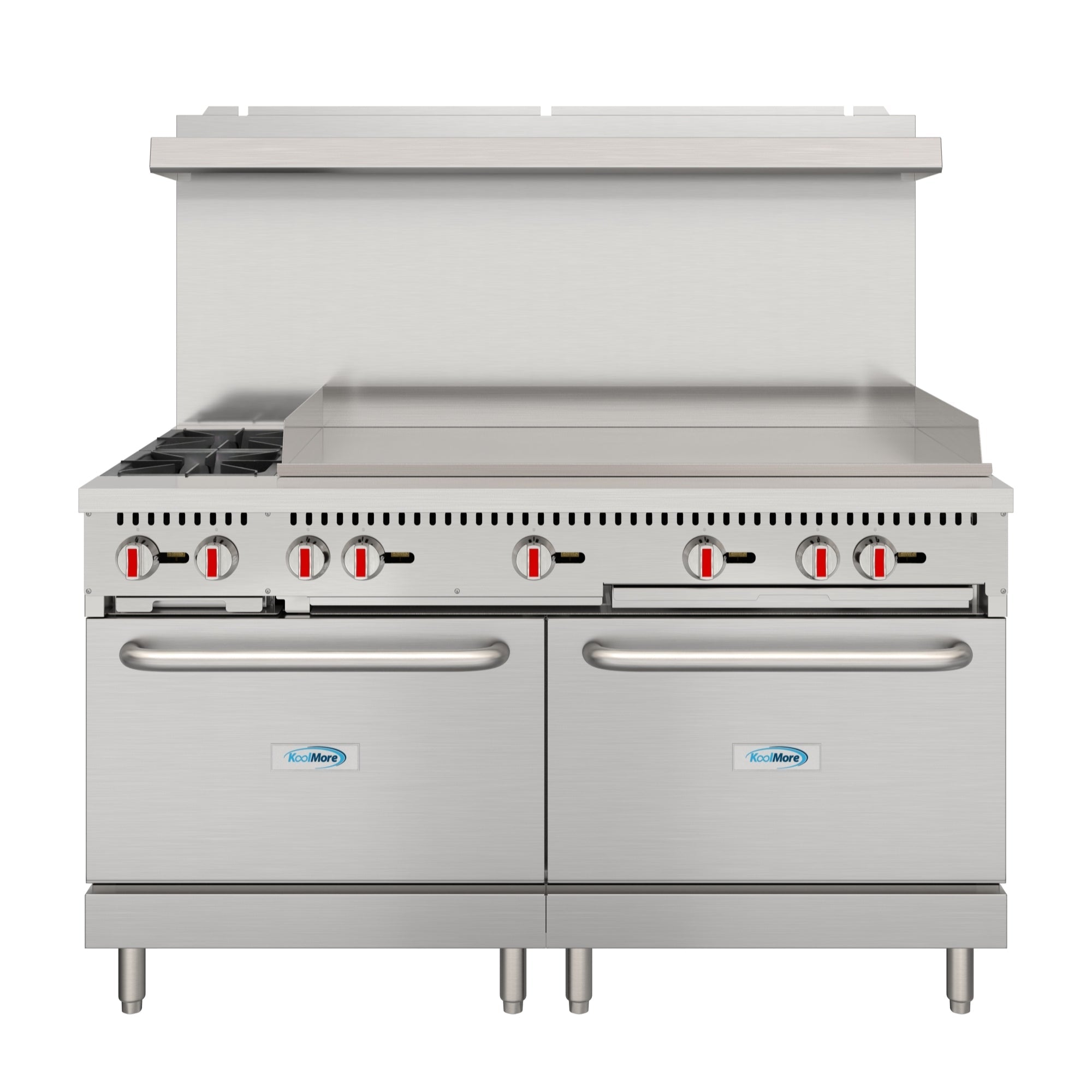 60 in. Dual Oven Commercial Range with 48 in. Griddle and 2 Burners in Stainless-Steel