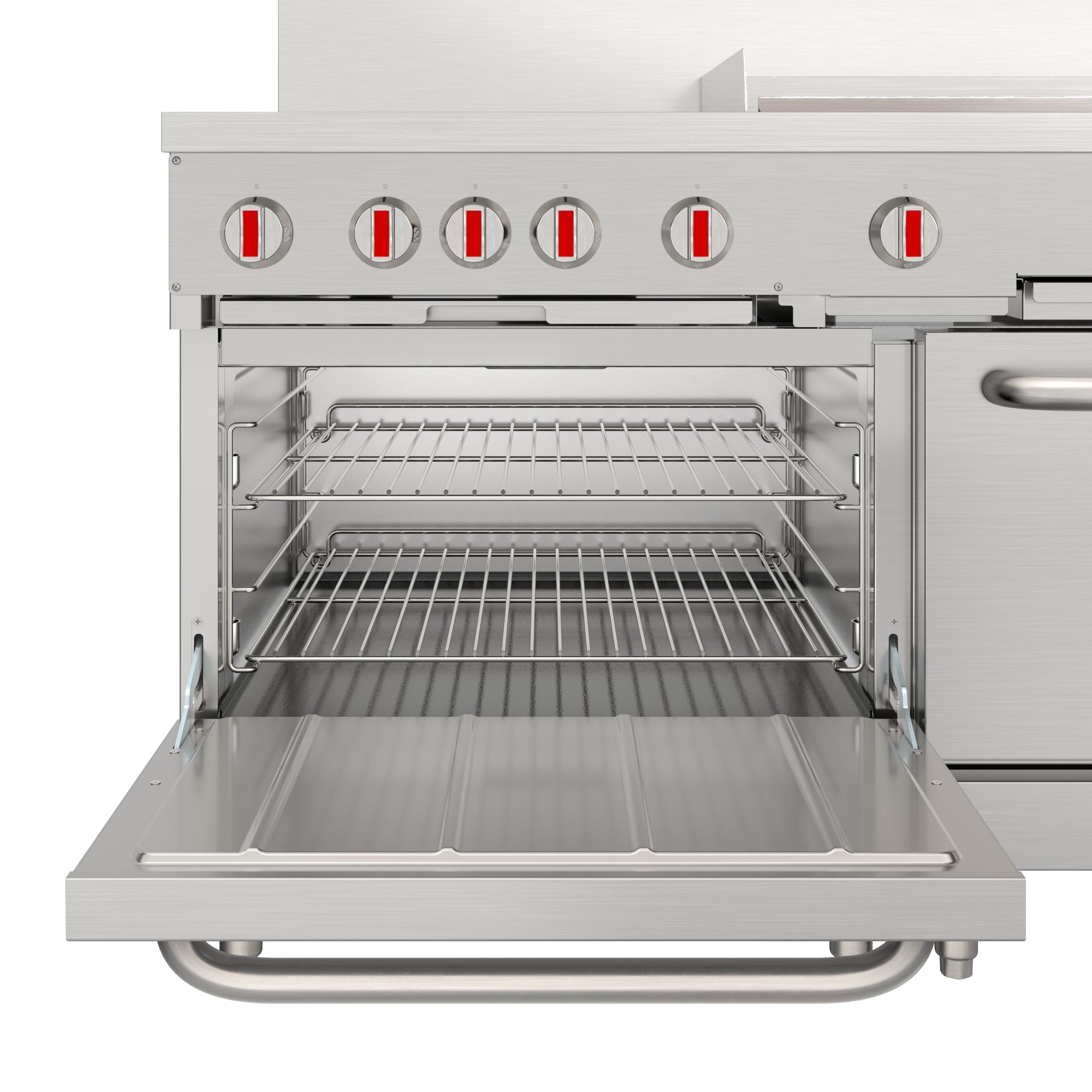 60 in. Commercial Natural Gas Range – 4 Burners, 36 in. Griddle, 2 Standard Ovens in Stainless-Steel