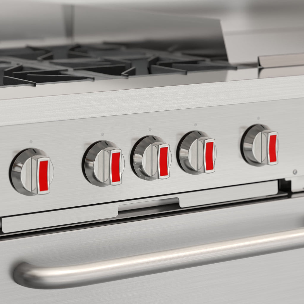 60 in. Commercial Natural Gas Range – 4 Burners, 36 in. Griddle, 2 Standard Ovens in Stainless-Steel