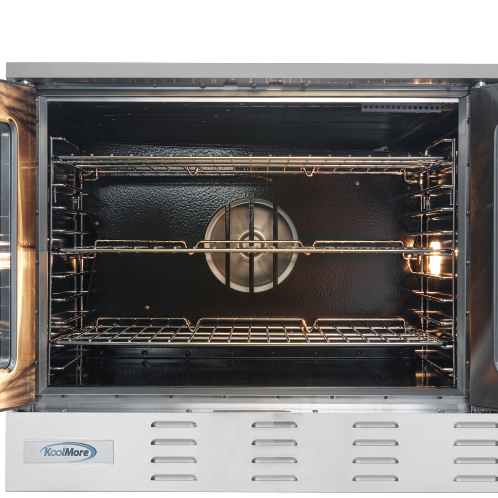 38 in. Full Size Double Commercial LP Convection Oven 108,000 BTU Total with Stacking Kit and Casters