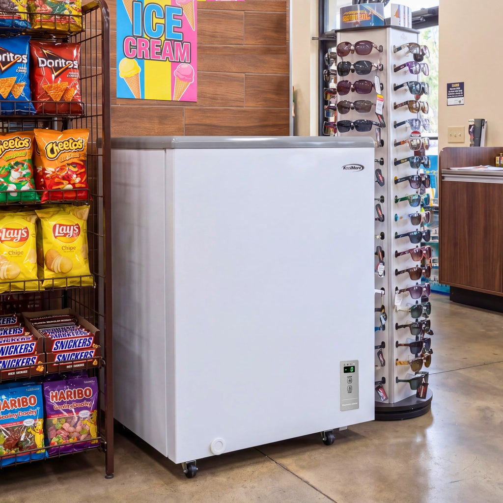 24 in. Commercial Flat Top Ice Cream Display Freezer, 5 Cu. Ft. in White