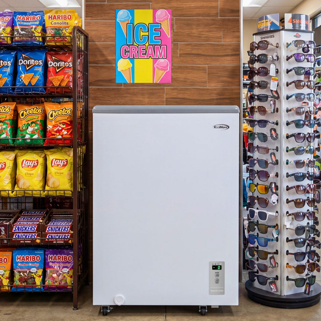 24 in. Commercial Flat Top Ice Cream Display Freezer, 5 Cu. Ft. in White