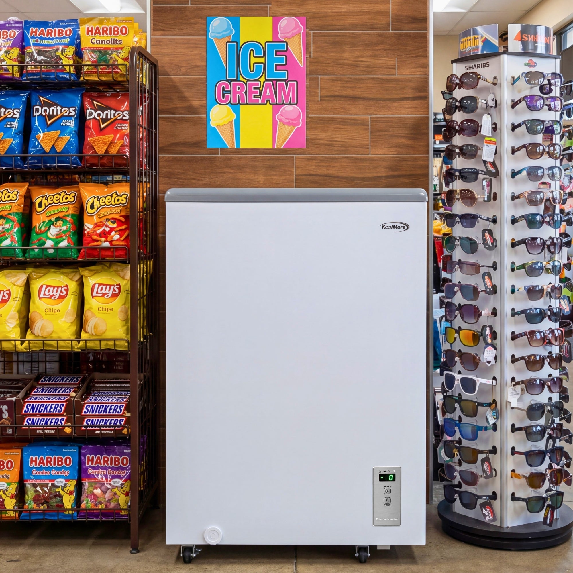 24 in. Commercial Flat Top Ice Cream Display Freezer, 5 Cu. Ft. in White