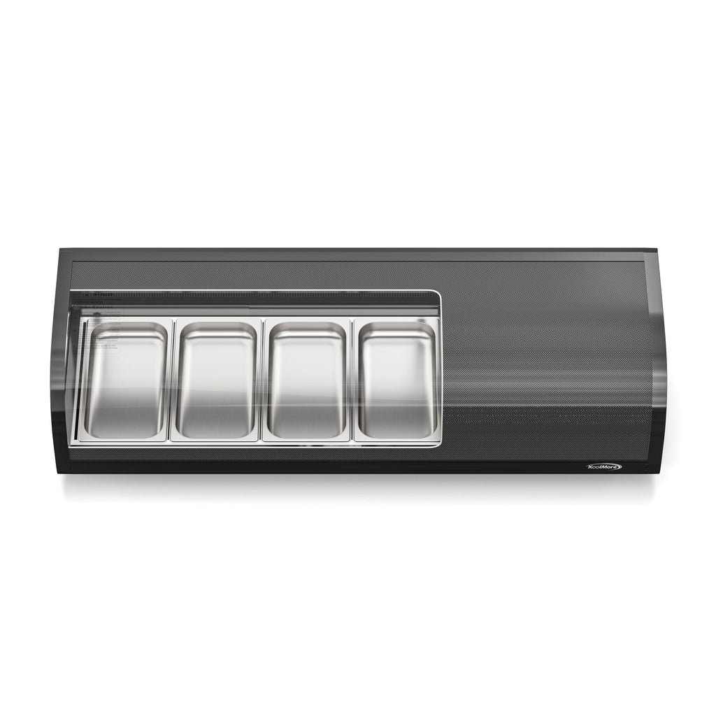 46 in. Glass Sushi Countertop Display Refrigerator with 4 Stainless Steel Trays in Black