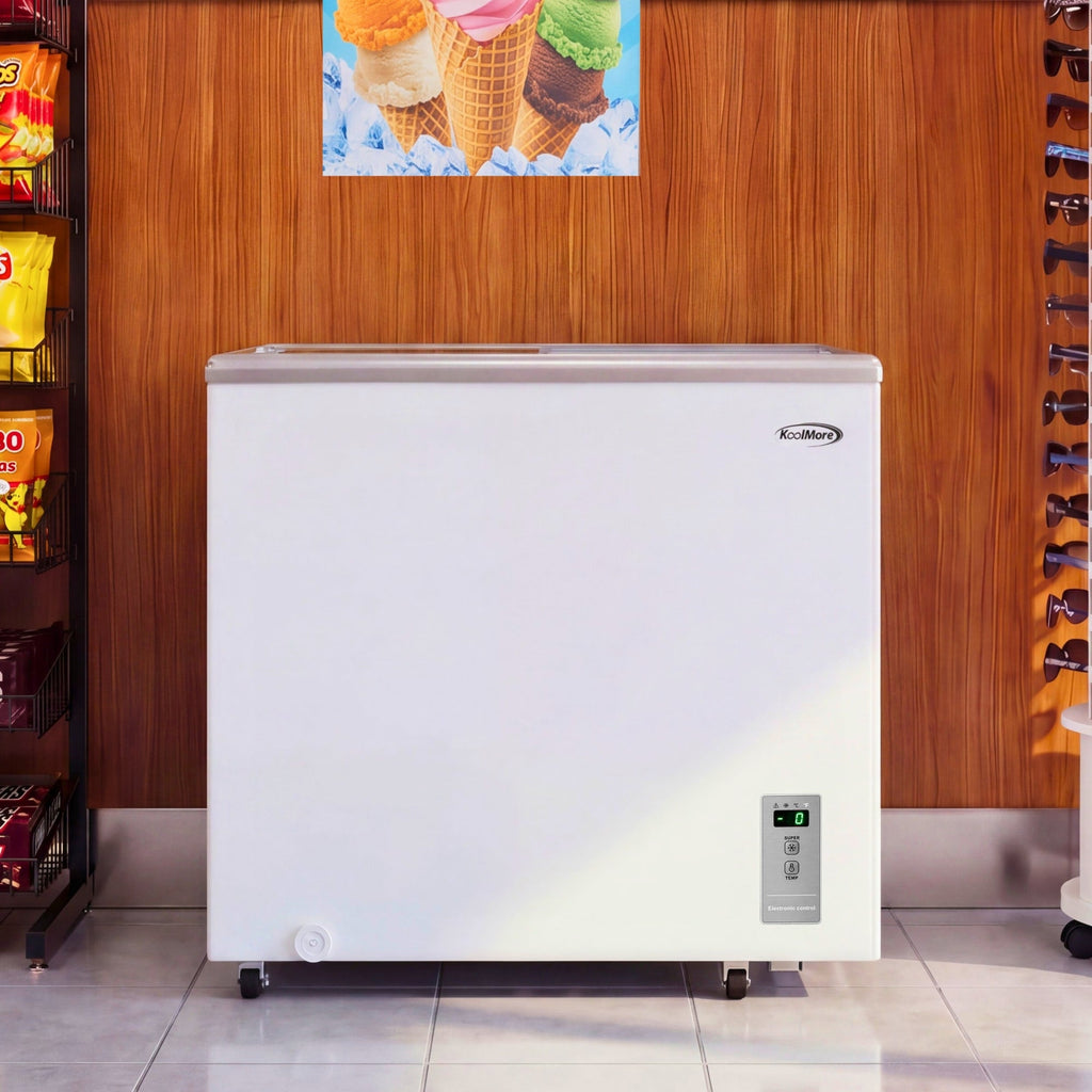 30 in. Commercial Flat Top Ice Cream Display Freezer, 7 Cu. Ft. in White