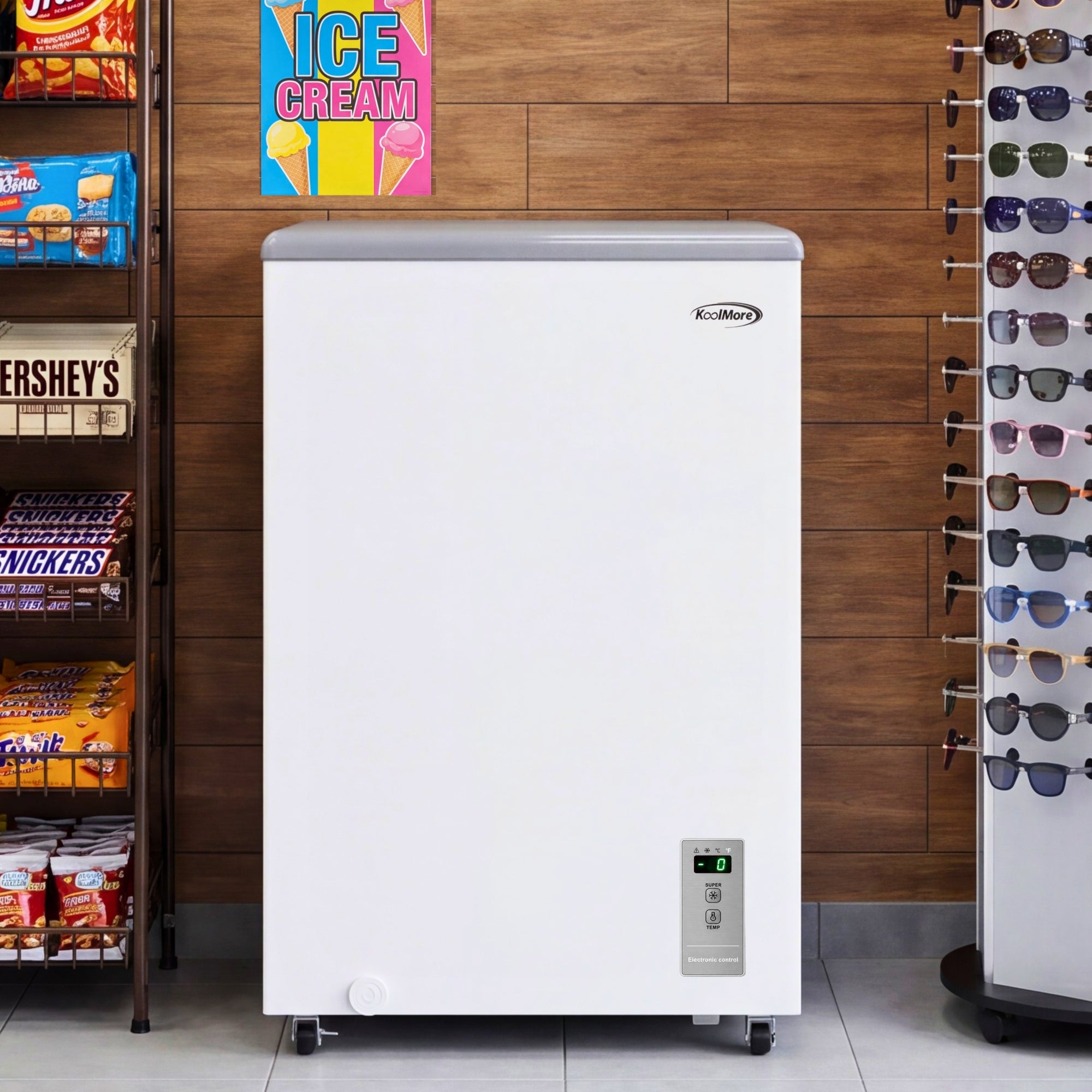 22 in. Commercial Flat Top Ice Cream Display Freezer, 3.4 Cu. Ft. in White