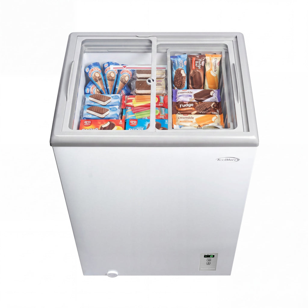 22 in. Commercial Flat Top Ice Cream Display Freezer, 3.4 Cu. Ft. in White