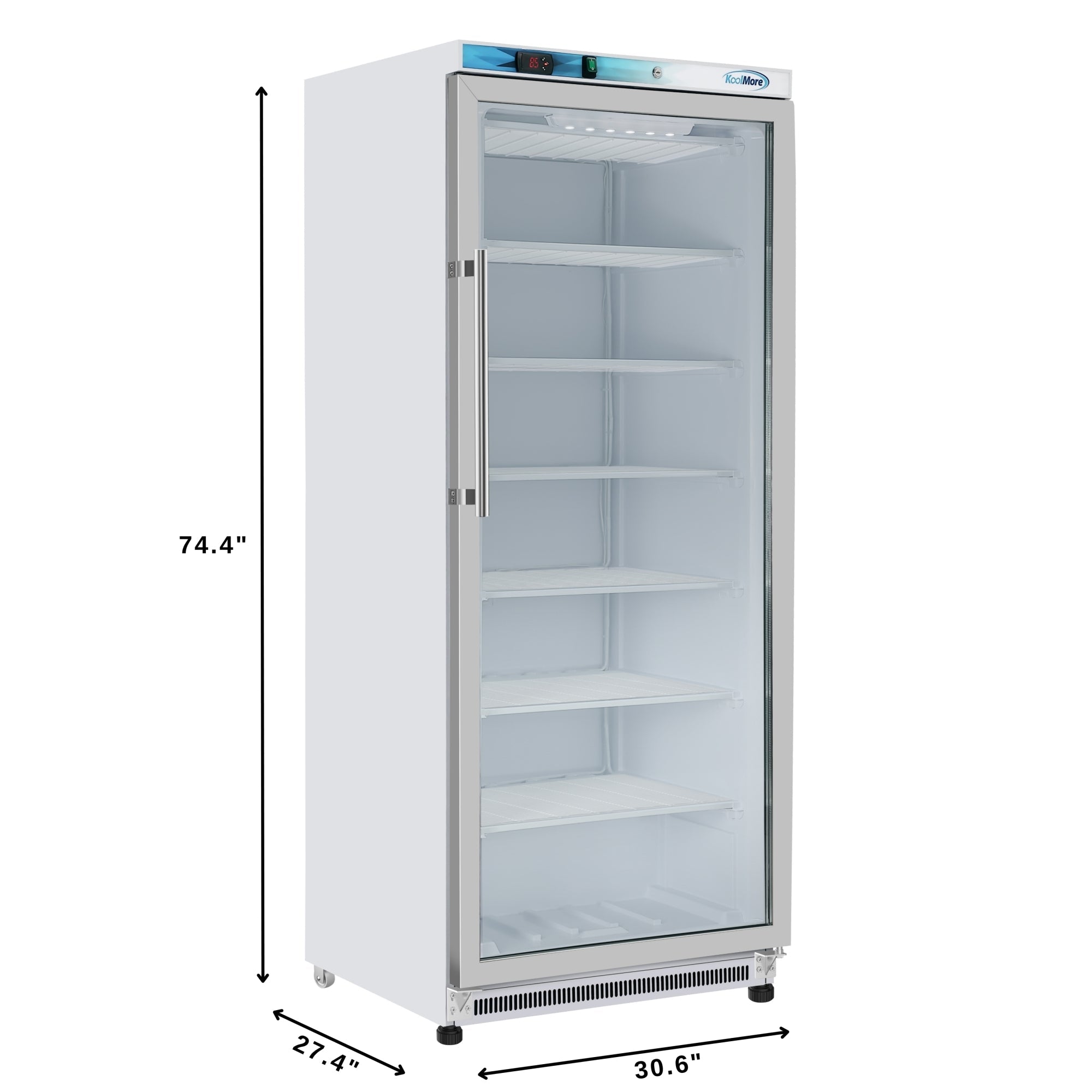 21 Cu. Ft. Commercial  Freezer with Glass Door in White - Manual Defrost