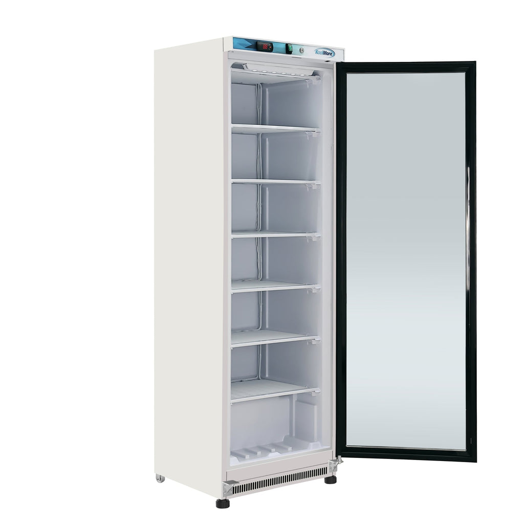 12 Cu. ft. Commercial Freezer with Glass Door in White - Manual Defrost