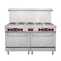 60 In. Commercial Electric Range with 10 Burners and 2 Standard Electric Ovens in Stainless Steel - 208V 3-Phase