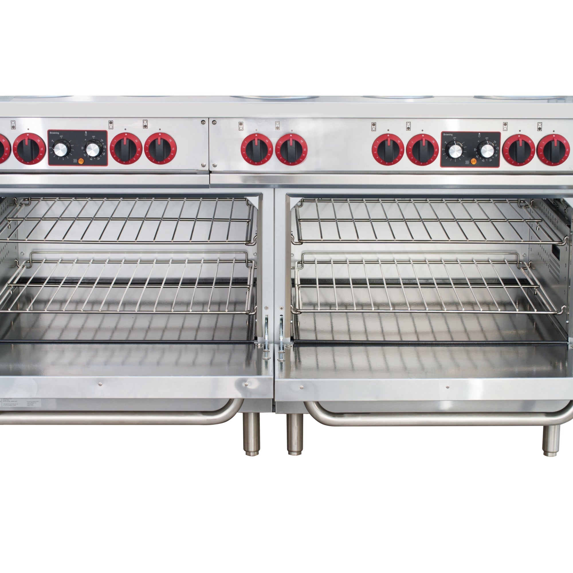60 In. Commercial Electric Range with 10 Burners and 2 Standard Electric Ovens in Stainless Steel - 208V 3-Phase