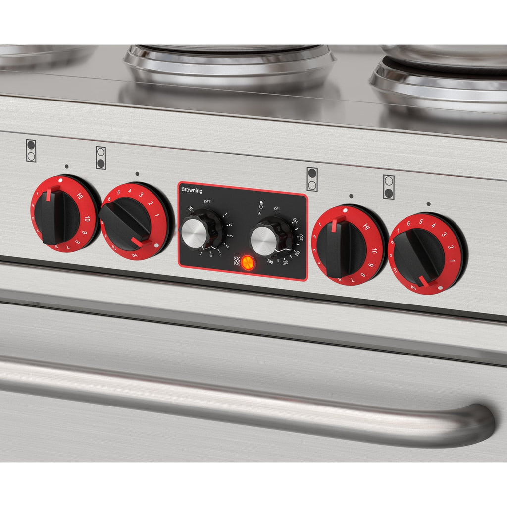60 In. Commercial Electric Range with 10 Burners and 2 Standard Electric Ovens in Stainless Steel - 208V 3-Phase