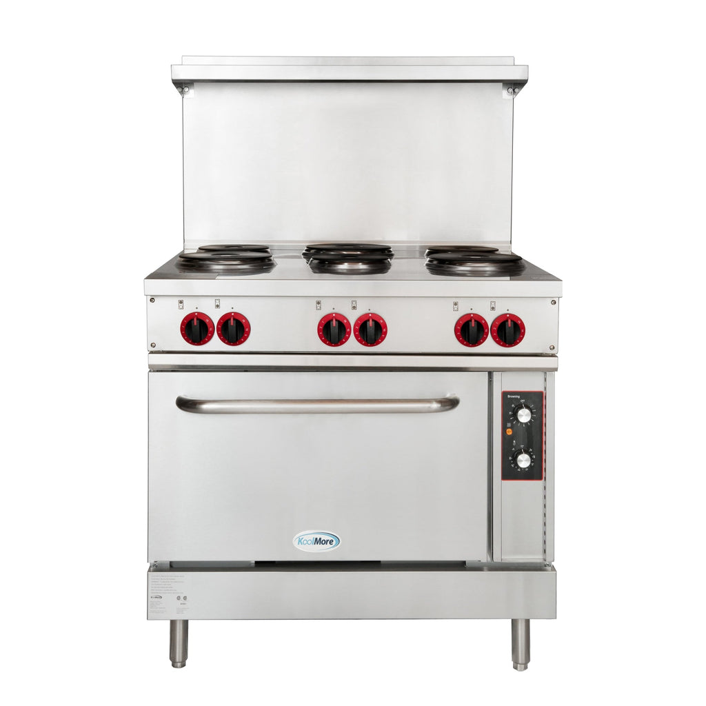 36 in. Commercial Electric Range with 6 Burners and 1 Standard Electric Oven in Stainless Steel - 208V 3-Phase