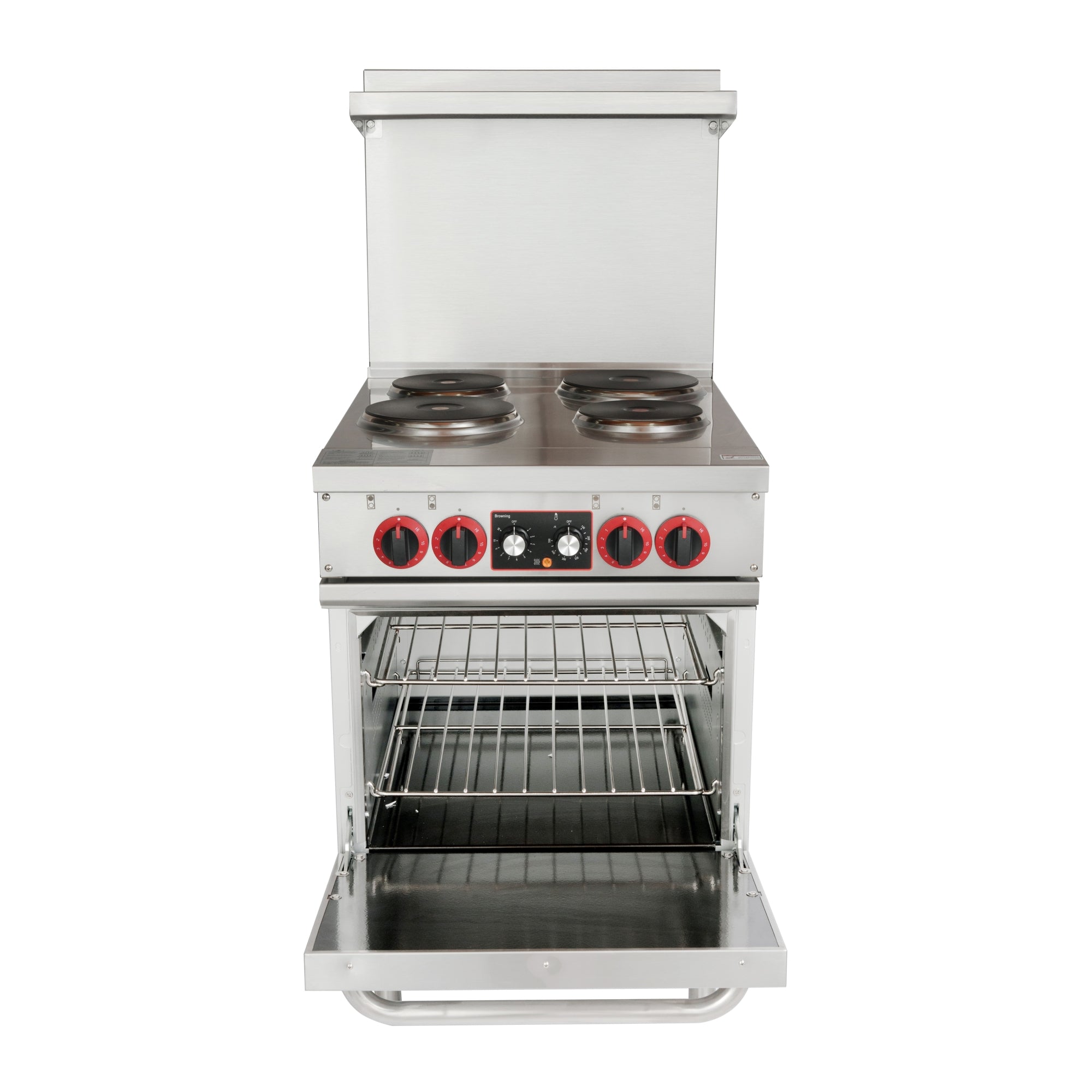 24 in. Commercial Electric Range with 4 Burners and 1 Standard Electric Oven in Stainless Steel - 208V 3-Phase