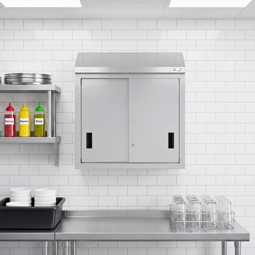 30 in. x 15 in. Stainless-Steel Wall Cabinet with Sliding Doors