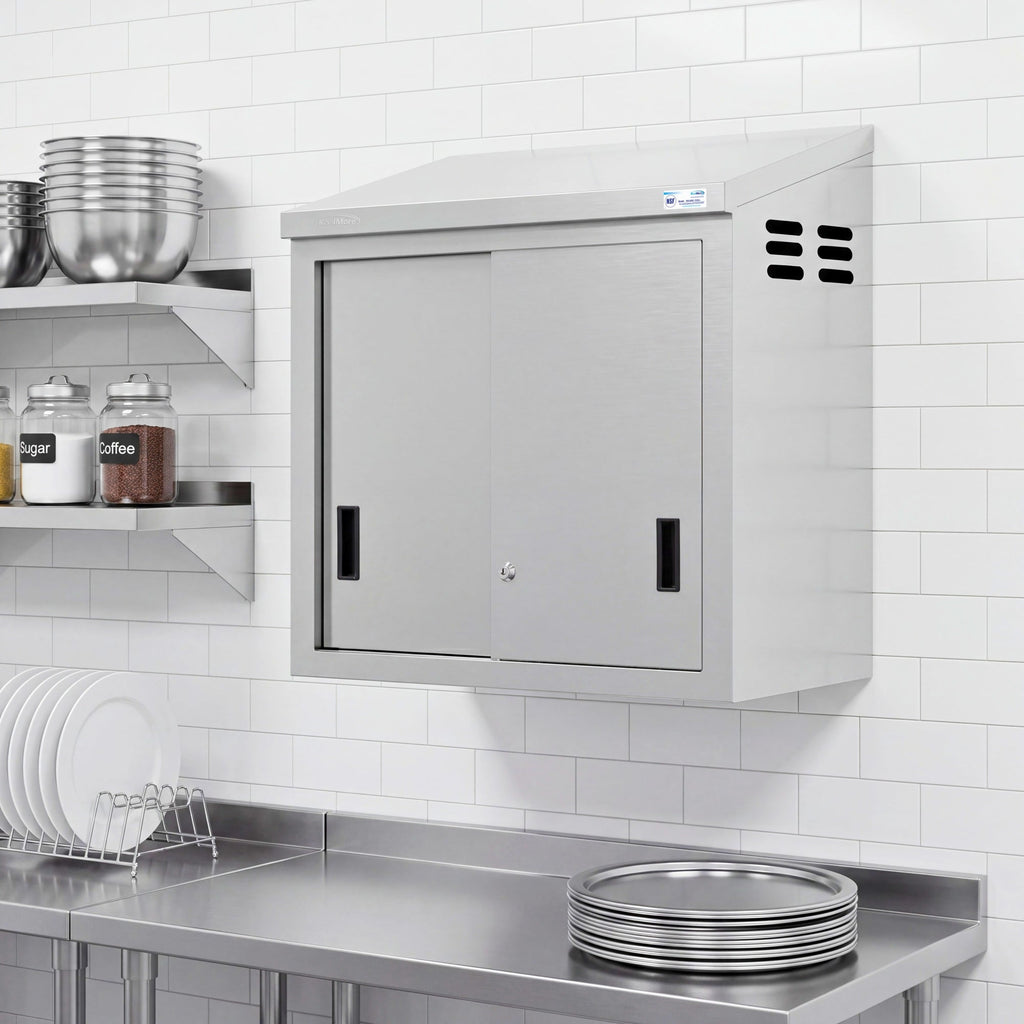 30 in. x 15 in. Stainless-Steel Wall Cabinet with Sliding Doors