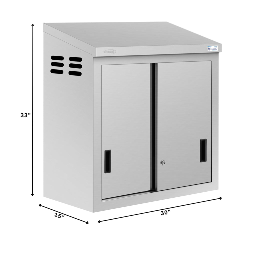30 in. x 15 in. Stainless-Steel Wall Cabinet with Sliding Doors