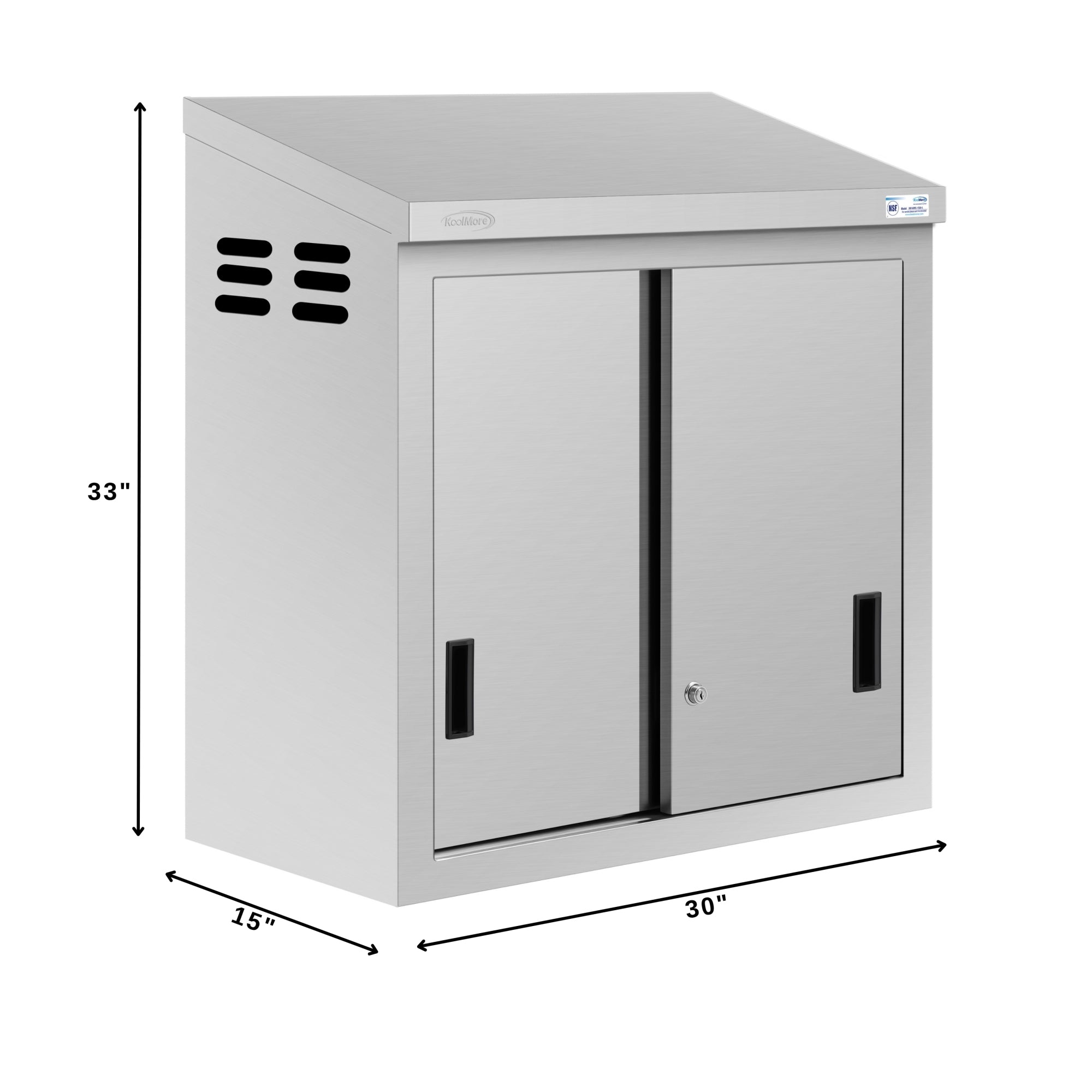 30 in. x 15 in. Stainless-Steel Wall Cabinet with Sliding Doors