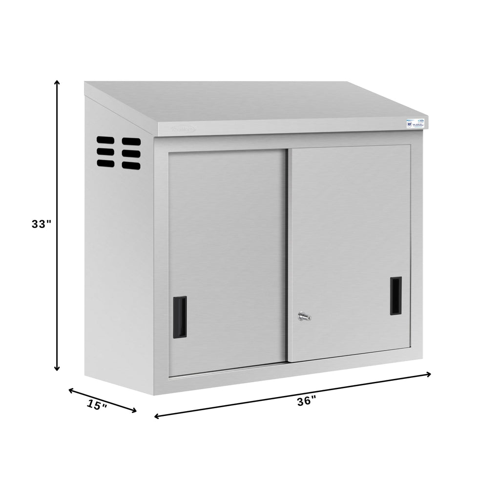 36 in. x 15 in. Stainless-Steel Wall Cabinet with Sliding Doors
