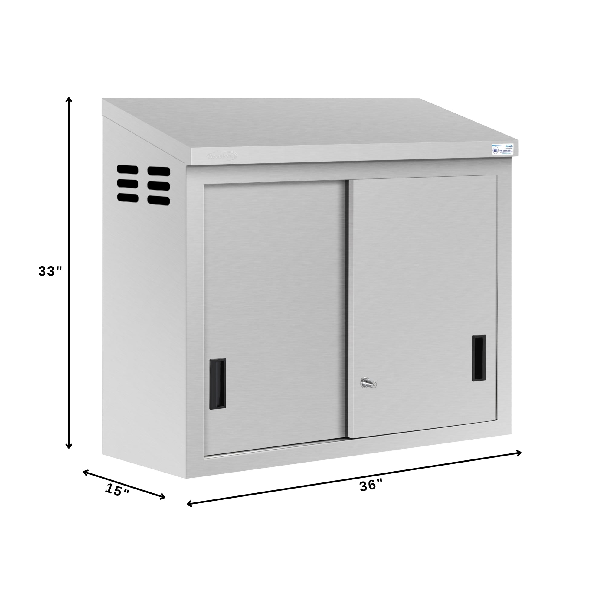 36 in. x 15 in. Stainless-Steel Wall Cabinet with Sliding Doors