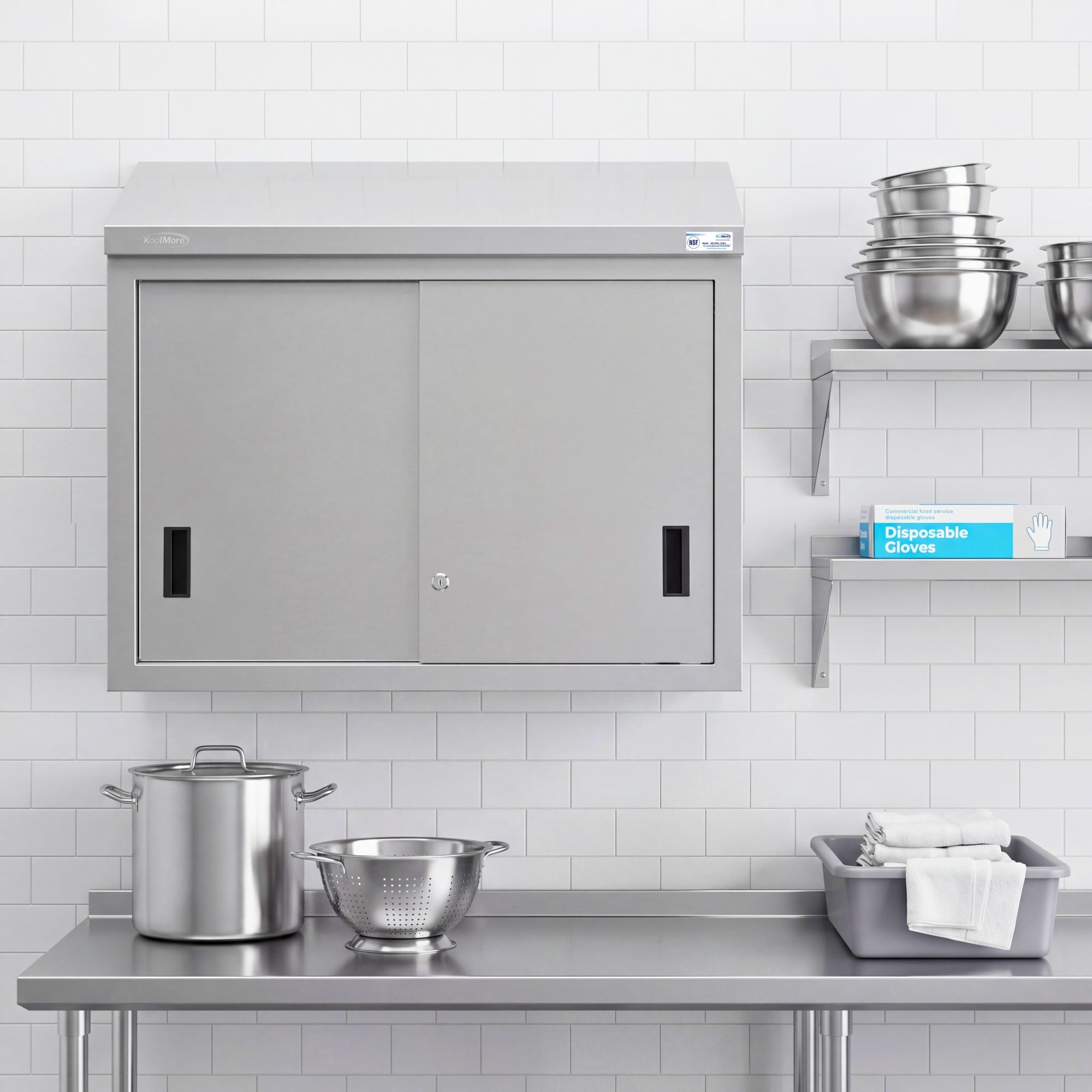 36 in. x 15 in. Stainless-Steel Wall Cabinet with Sliding Doors