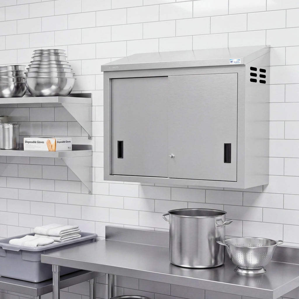 36 in. x 15 in. Stainless-Steel Wall Cabinet with Sliding Doors