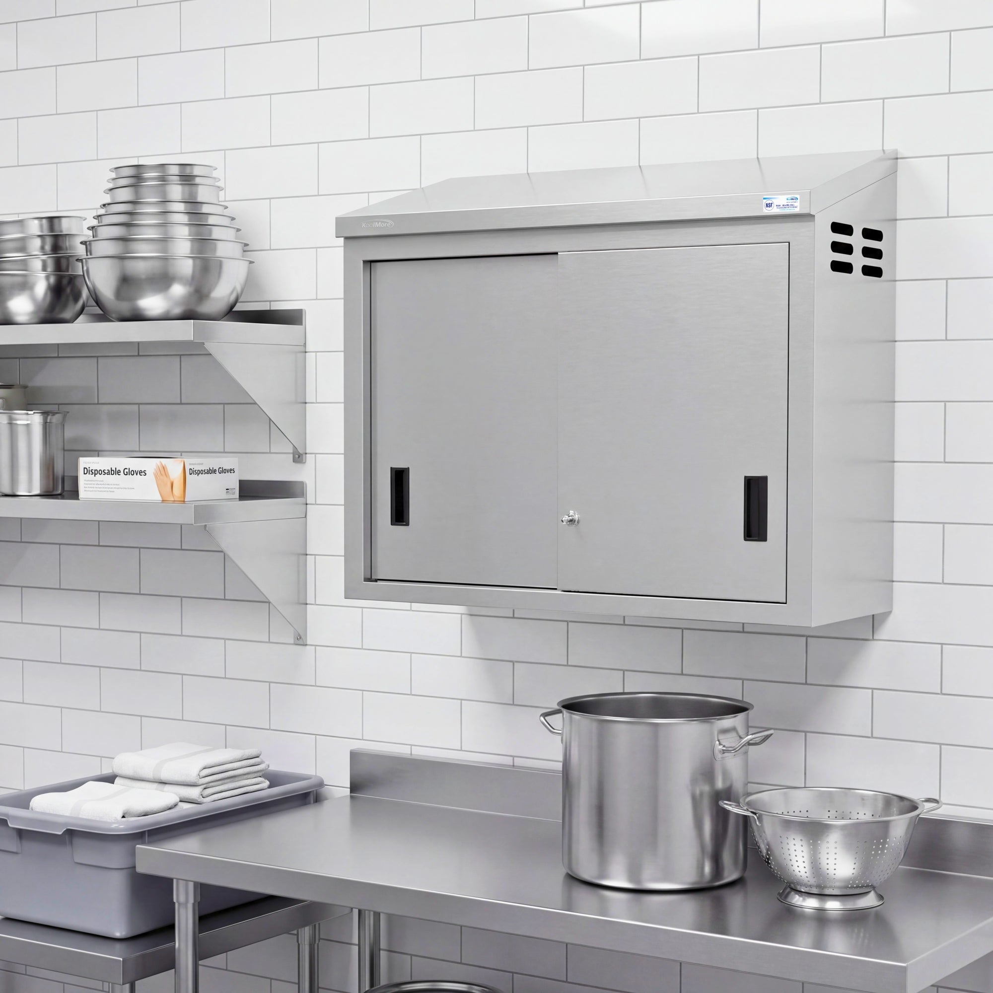 36 in. x 15 in. Stainless-Steel Wall Cabinet with Sliding Doors
