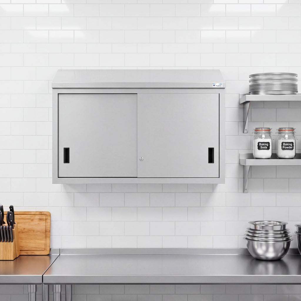 48 in. x 15 in. Stainless-Steel Wall Cabinet with Sliding Doors
