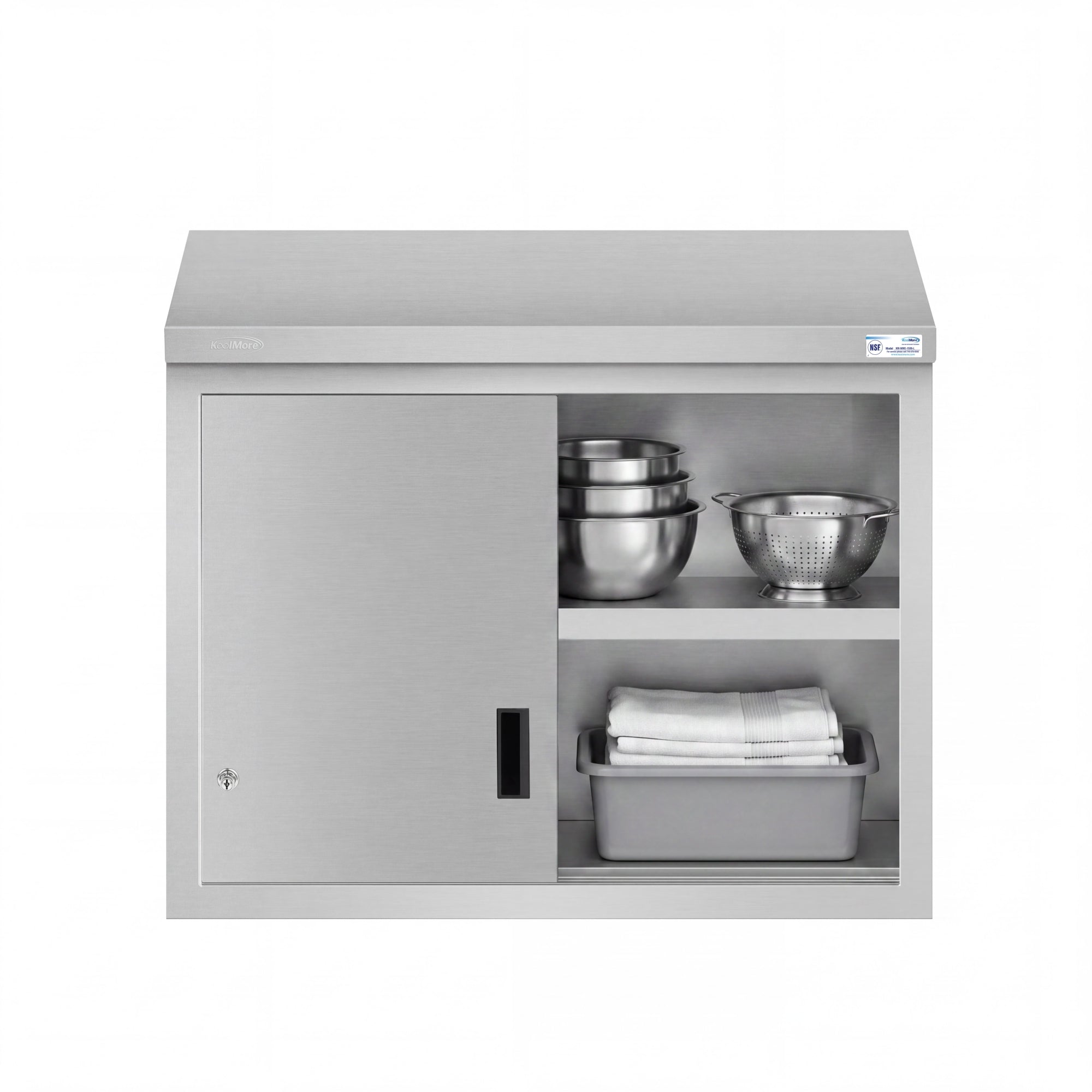 36 in. x 15 in. Stainless-Steel Wall Cabinet with Sliding Doors