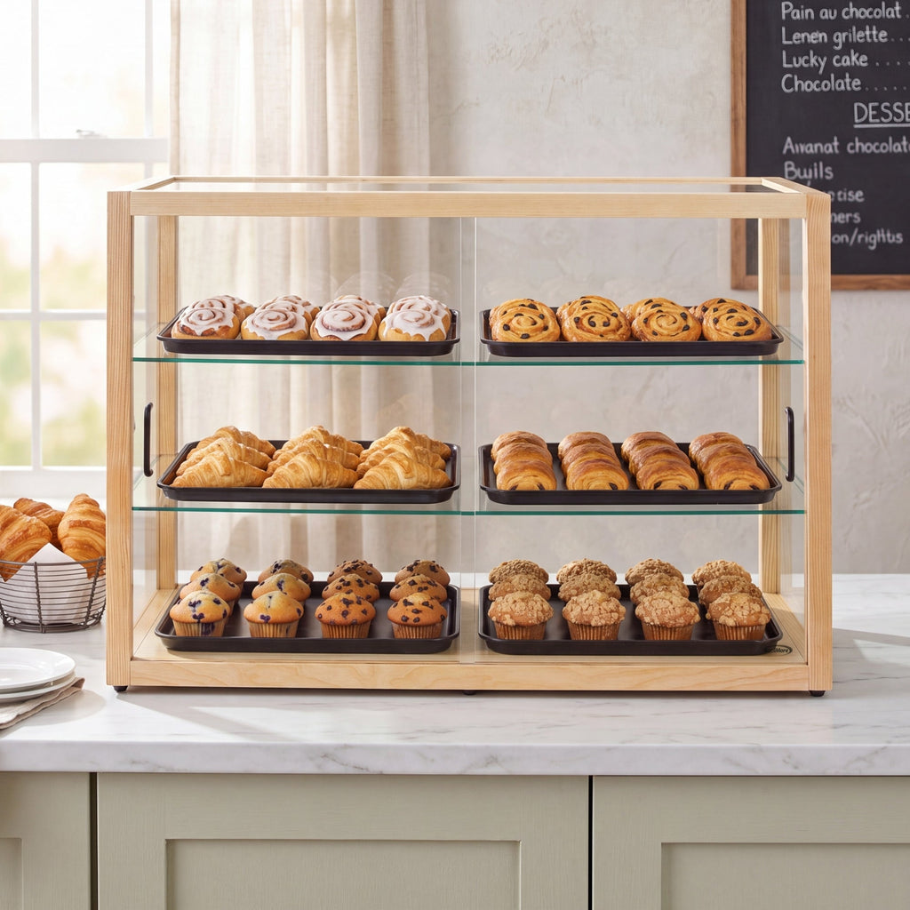 42 in. Artisan Wooden Bakery Horizontal Display Case in Beige