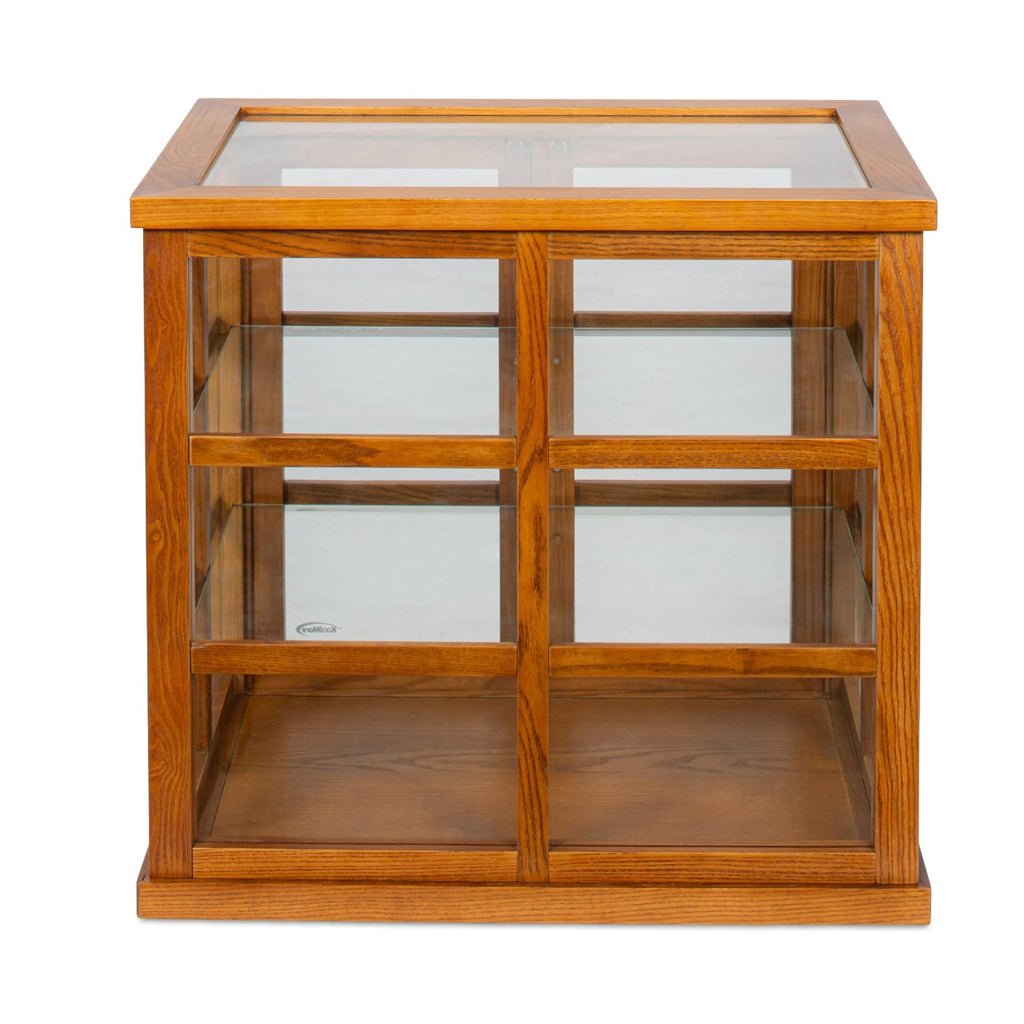 25 in. 3-Tier Paneled Wooden Bakery Display Case with Swing Doors in Light Brown