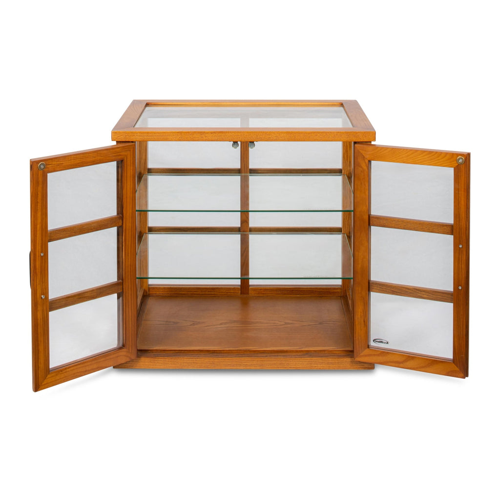 25 in. 3-Tier Paneled Wooden Bakery Display Case with Swing Doors in Light Brown