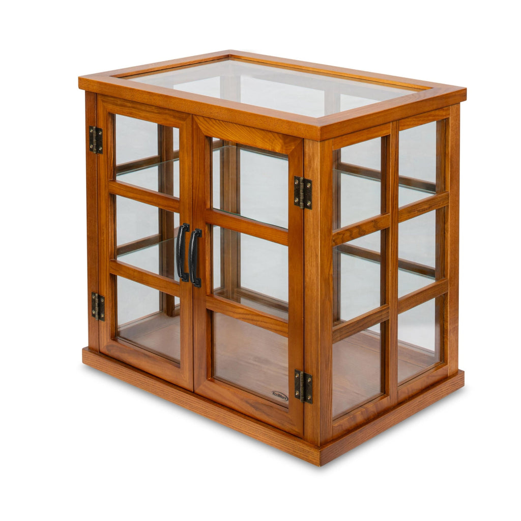 25 in. 3-Tier Paneled Wooden Bakery Display Case with Swing Doors in Light Brown