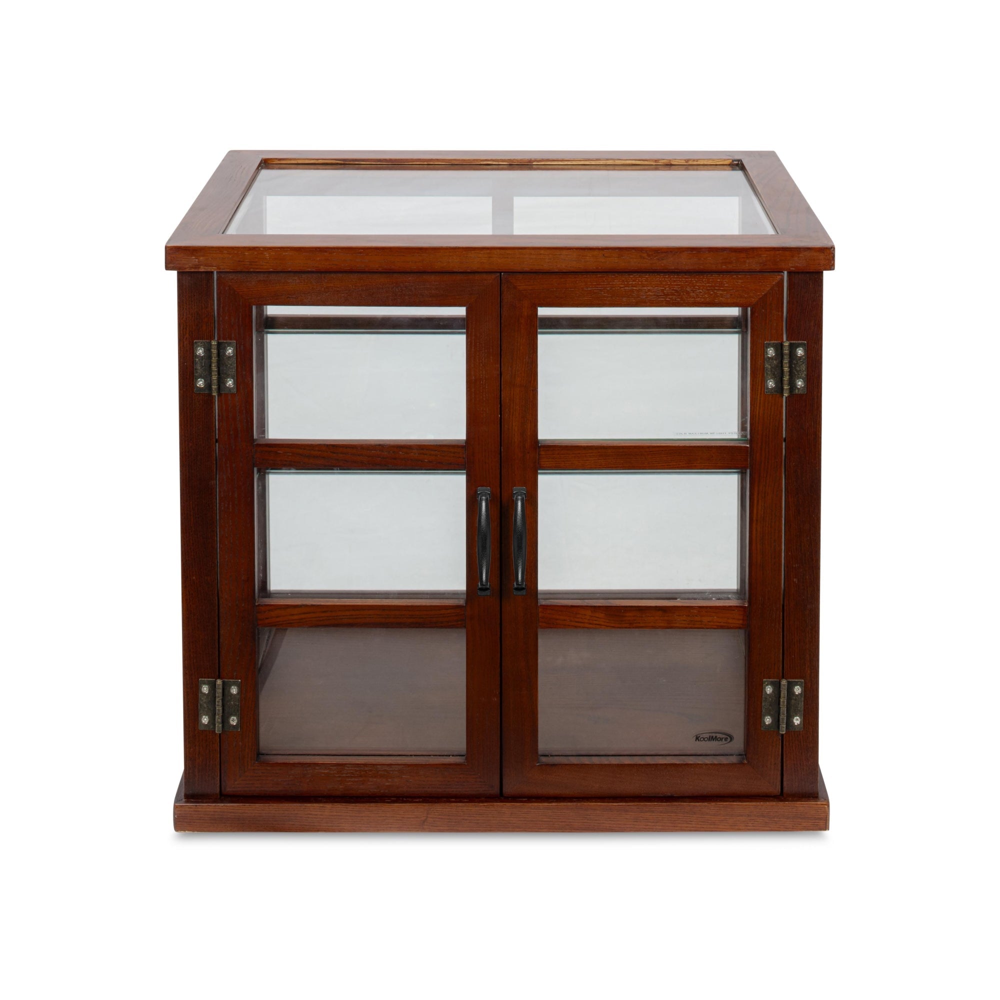 25 in. 3-Tier Paneled Wooden Bakery Display Case with Swing Doors in Brown