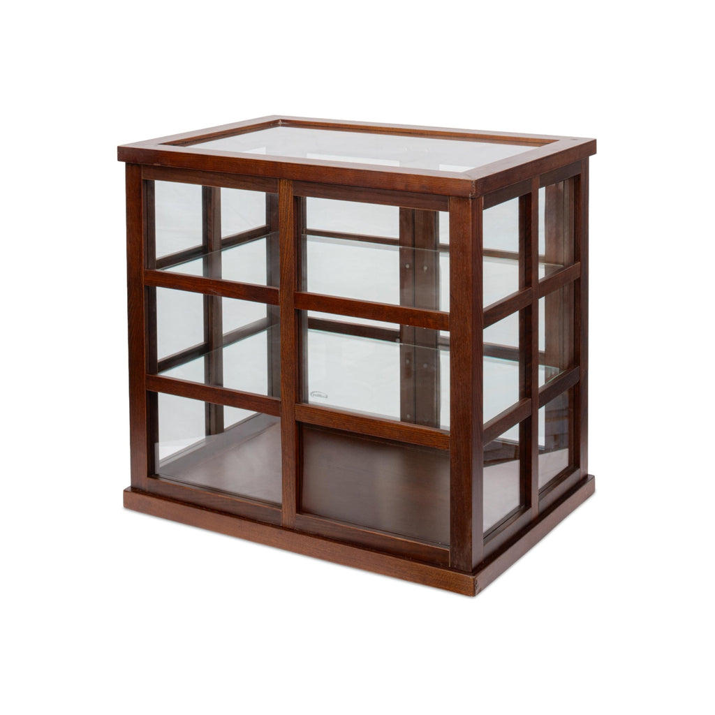 25 in. 3-Tier Paneled Wooden Bakery Display Case with Swing Doors in Brown