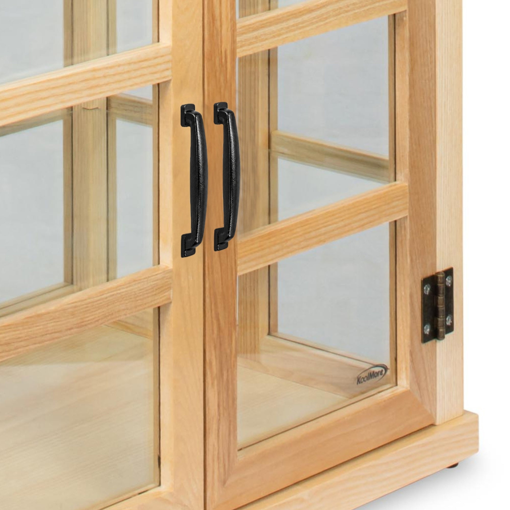 25 in. 3-Tier Paneled Rustic Style Wooden Bakery Display Case with Swing Doors in Beige