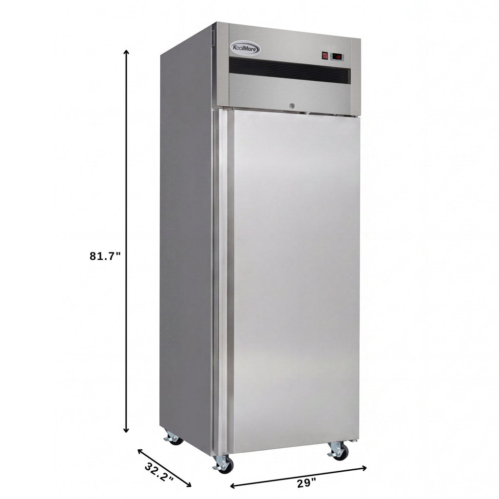 30 in. Solid Door Commercial Reach-In Freezer with Top-Mounted Compressor, 25 cu. ft. in Stainless-Steel