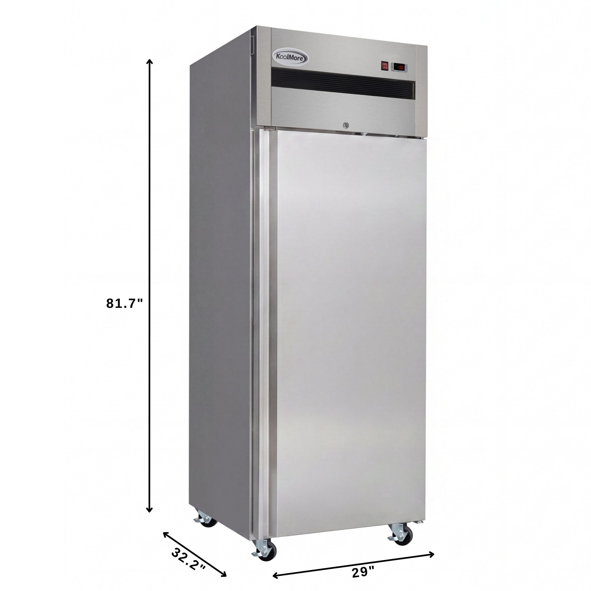 30 in. Solid Door Commercial Reach-In Freezer with Top-Mounted Compressor, 25 cu. ft. in Stainless-Steel