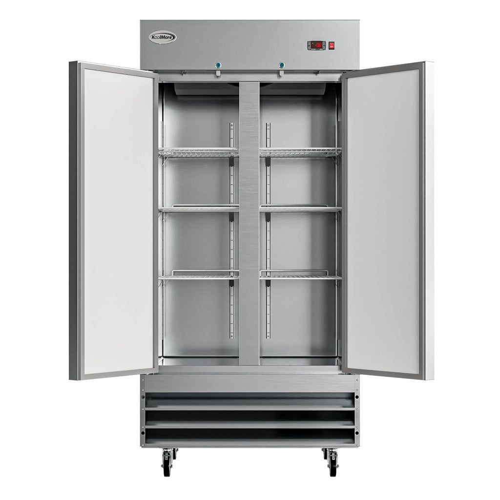 39 in. Commercial Stainless Steel 2-Door Reach-In Freezer, 30 cu. ft.