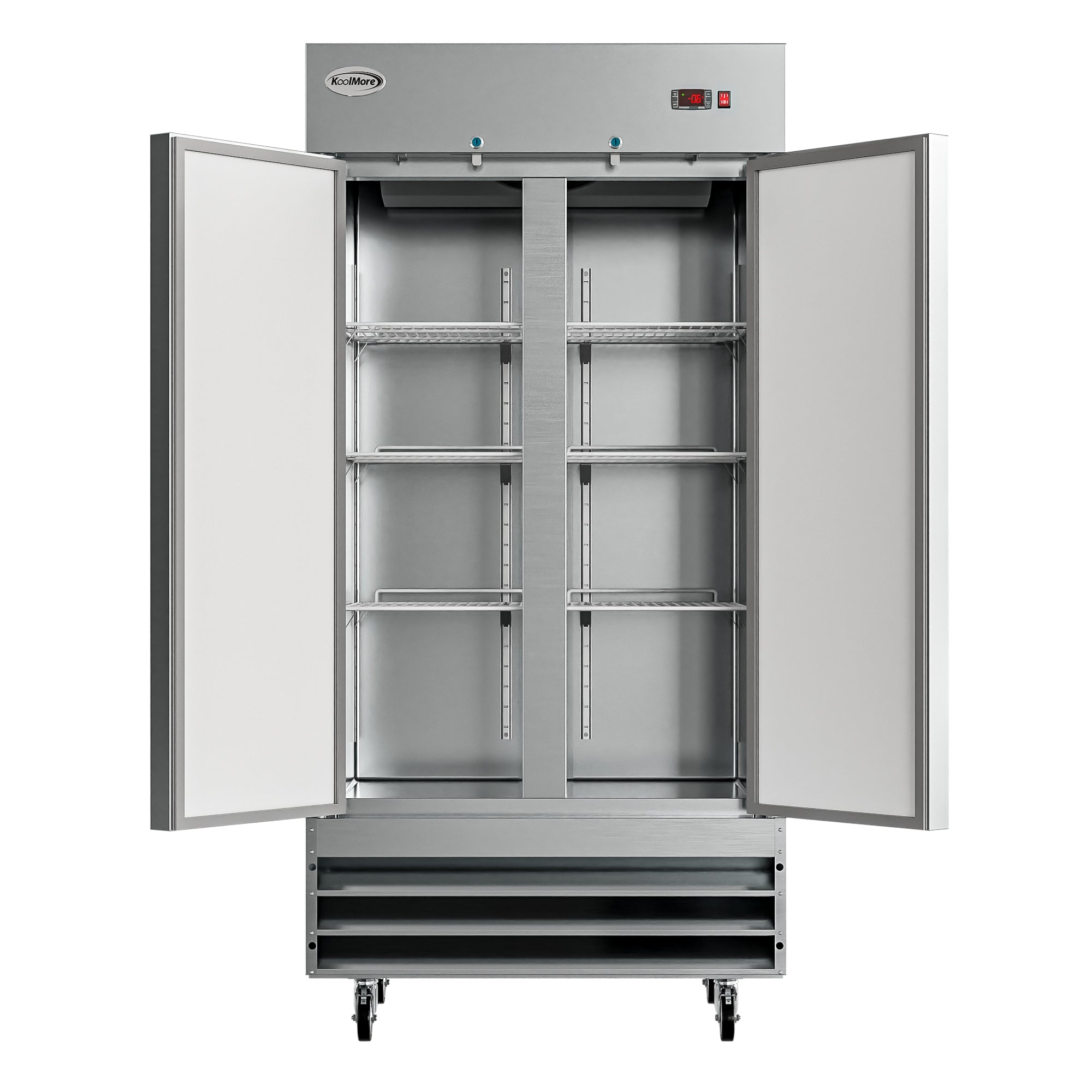 39 in. Commercial Stainless Steel 2-Door Reach-In Freezer, 30 cu. ft.