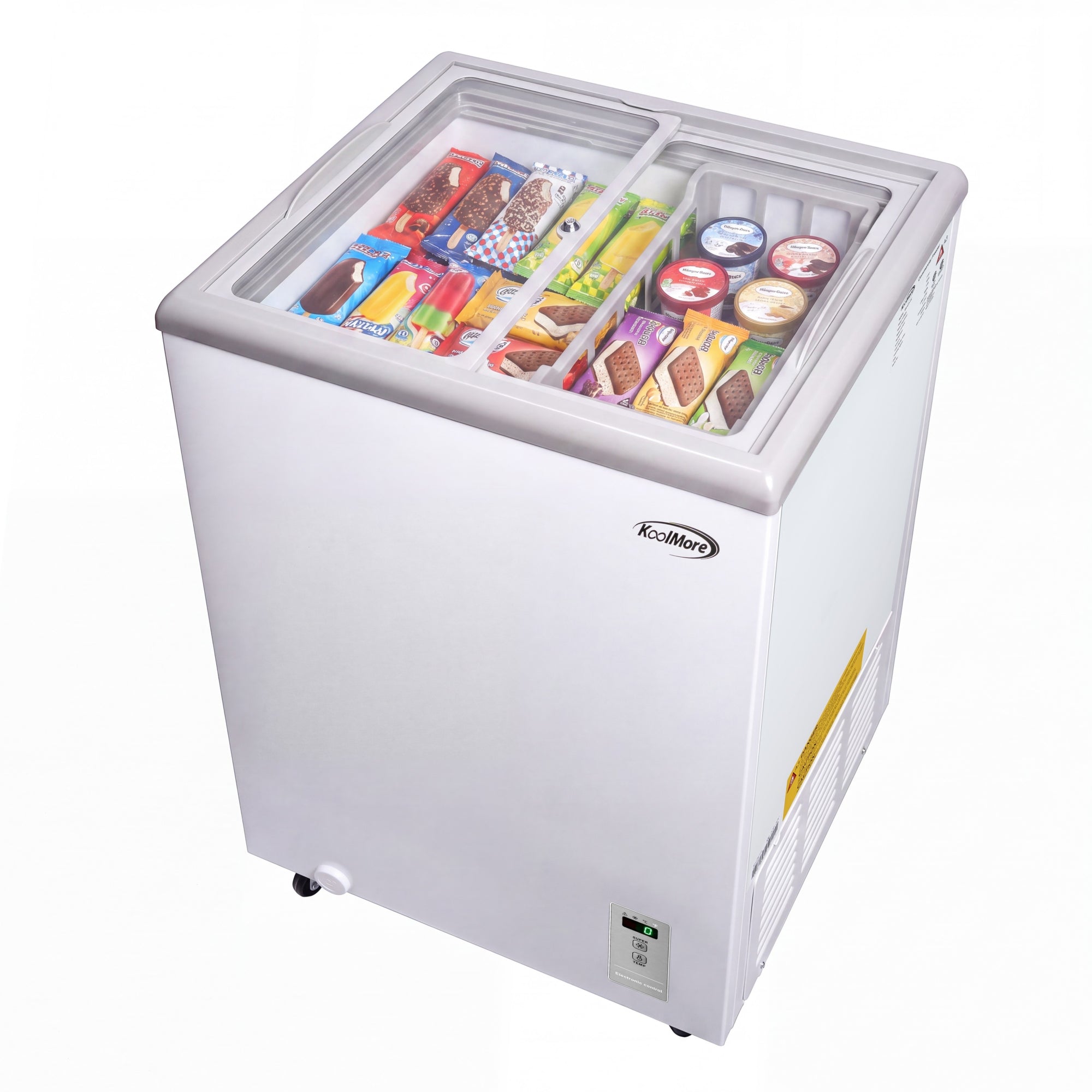 22 in. Commercial Flat Top Ice Cream Display Freezer, 3.4 Cu. Ft. in White