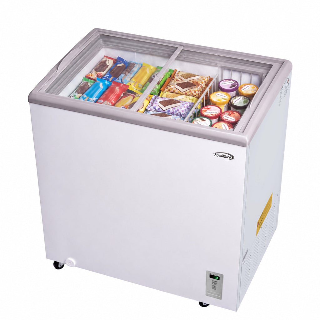 30 in. Commercial Flat Top Ice Cream Display Freezer, 7 Cu. Ft. in White