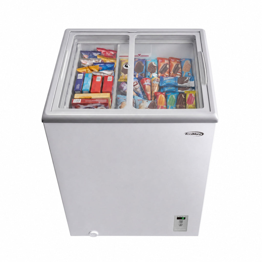 24 in. Commercial Flat Top Ice Cream Display Freezer, 5 Cu. Ft. in White