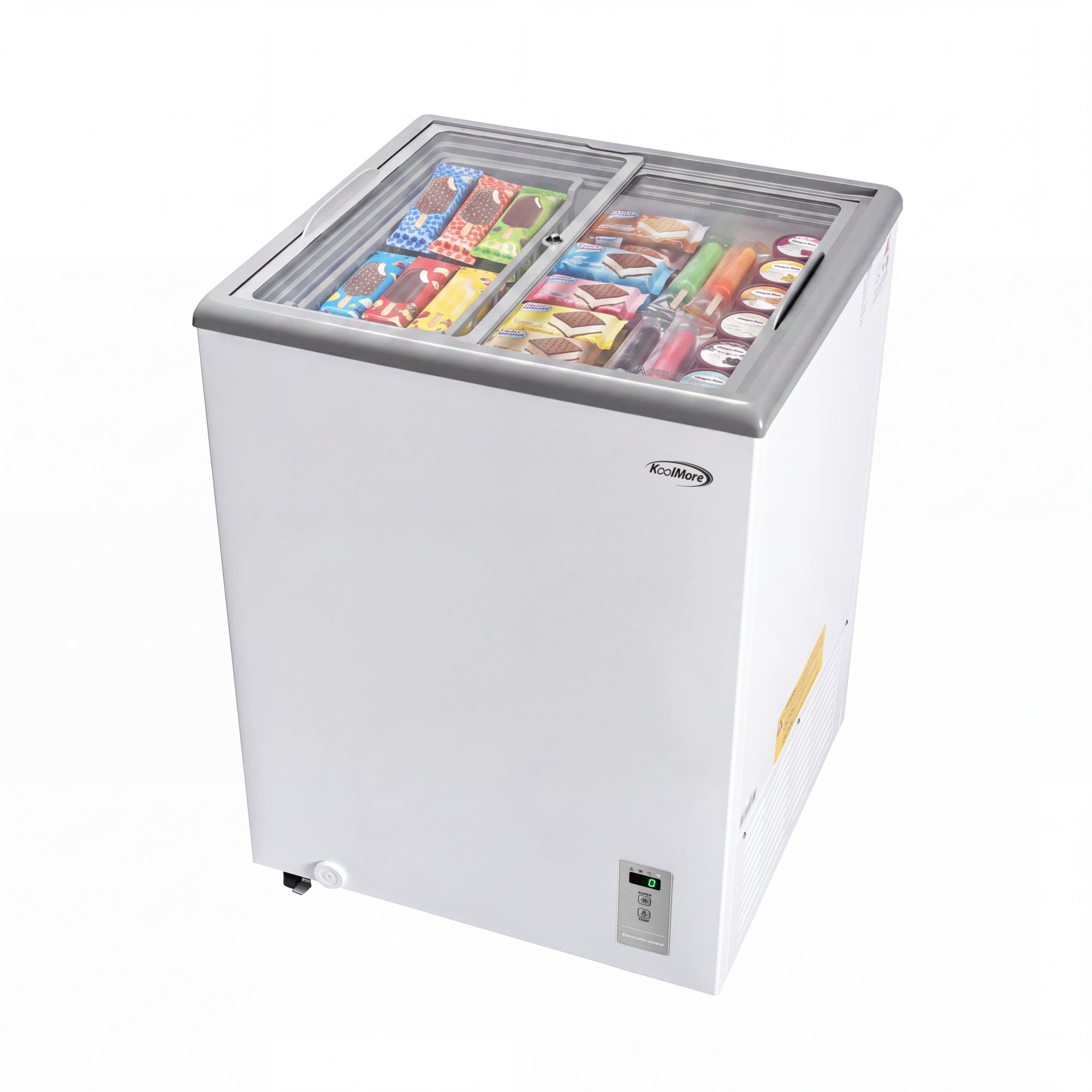24 in. Commercial Flat Top Ice Cream Display Freezer, 5 Cu. Ft. in White