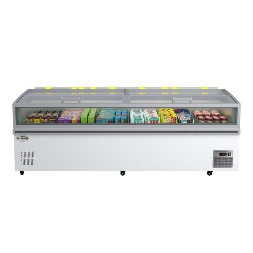98 in. 38 cu. ft. Commercial Auto Defrost Convertible Island Freezer/Refrigerator in White