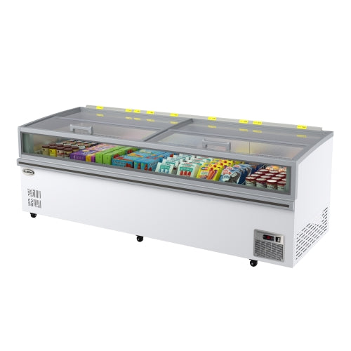 98 in. 38 cu. ft. Commercial Auto Defrost Convertible Island Freezer/Refrigerator in White
