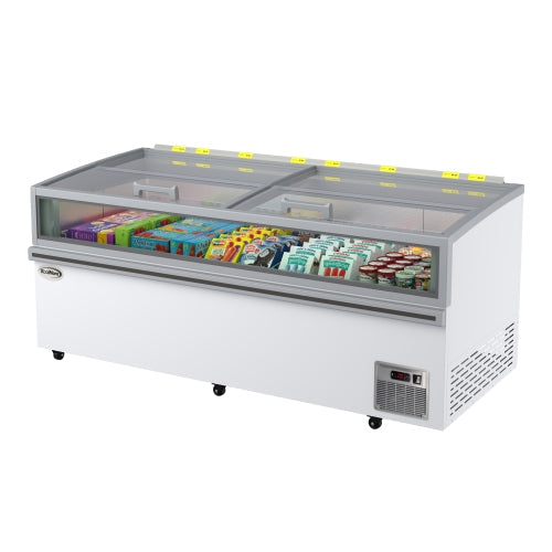 79 in. 31 cu. ft. Commercial Auto Defrost Convertible Island Freezer/Refrigerator in White