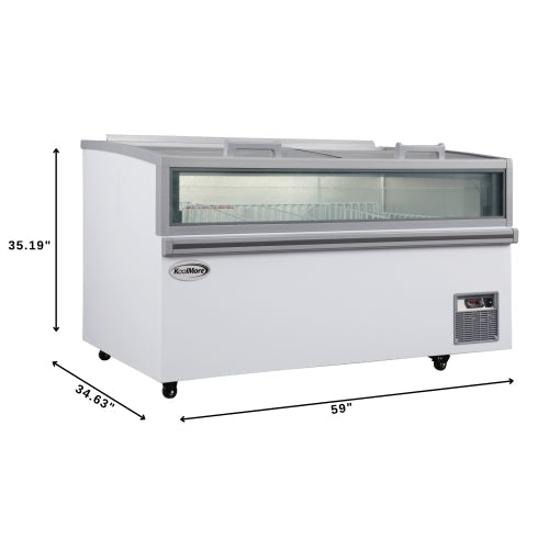59 in. 20 cu. ft. Commercial Auto Defrost Convertible Island Freezer/Refrigerator in White