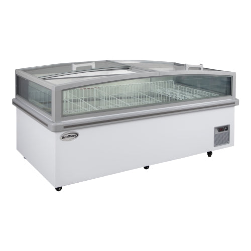 77 in. 27.5 cu. ft. Commercial Auto Defrost Convertible Aisle-End Island Freezer/Refrigerator in White